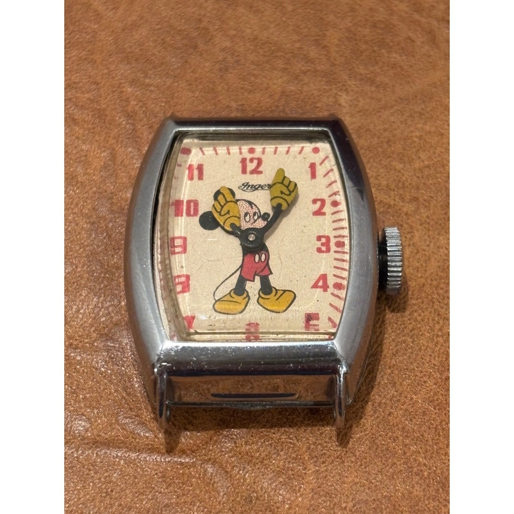 1940's Vintage Ingersoll Mickey Mouse Watch Head US Time 5842 NOT WORKING - Picture 5 of 5